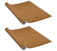 Self-Adhesive Door Films Pack of 2 Light Oak 210 x 90 cm PVC Wood Look Opaque and Translucent for Glass Door, Office, Bathroom with UV and Heat Protection, Static Adhesive