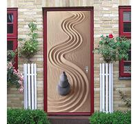 Self Adhesive Door Stickers Sand Wave Zen Poster Stickers for Bedrooms Living Room Removable Vinyl Door Wall Mural 100x215 cm