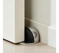 Self Adhesive Door Stop Chrome - Floor Mounted Door Stop Oval Stainless Steel Half Moon Door Stoppers for Floor, Polished Anti-Collision Wall Protector with Glues for Hard Floor & Glass Door (Silver)