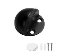Self-Adhesive Door Stoppers for Floor, Floor Door Stop Mounted Half Moon, Oval Stainless Steel Floor Door Stoppers, with Screws and self-Adhesive with Glue for Hard Floor Glass(Black,1 Pcs)