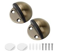 Self-Adhesive Door Stoppers for Floor, Floor Door Stop Mounted Half Moon, Oval Stainless Steel Floor Door Stoppers, with Screws and self-Adhesive with Glue for Hard Floor Glass(Bronze,2 Pcs)