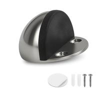 Self-Adhesive Door Stoppers for Floor, Floor Door Stop Mounted Half Moon, Oval Stainless Steel Floor Door Stoppers, with Screws and self-Adhesive with Glue for Hard Floor Glass(Silver,1 Pcs)