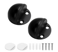 Self-Adhesive Door Stoppers for Floor, Floor Door Stop Mounted Half Moon, Oval Stainless Steel Floor Door Stoppers, with Screws and self-Adhesive with Glue for Hard Floor Glass(Black,2 Pcs)