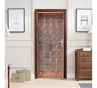 Self Adhesive Door Wrap Sticker - Brown Vintage Copper Door 90 X 200 Cm - Peel and Stick 3D Effect Door Wrap - Hd Removable Vinyl Wallpaper Living Room Kids Room Bedroom Office Kitchen Door Ph 0