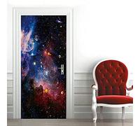 Self Adhesive Door Wrap Sticker - Planet Galaxy Space Universe 95 X 215 Cm - Peel and Stick 3D Effect Door Wrap - Hd Removable Vinyl Wallpaper Children's Room Boys and Girls Room Door Photo Door Post