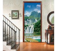 Self Adhesive Door Wrap Sticker - Waterfall View 80 X 200 Cm - Peel and Stick 3D Effect Door Wrap - Hd Removable Vinyl Wallpaper Living Room Children's Room Bedroom Office Kitchen Door-39874062292241