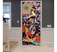 Self Adhesive Door Wrap Sticker - Woman in Japanese Kimono 80 X 200 Cm - Peel and Stick 3D Effect Door Wrap - Hd Removable Vinyl Wallpaper Children's Room Boys and Girls Room Door Photo Door Poster D