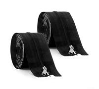 Self-Adhesive Door Zipper Roll, For Greenhouse Tent Construction Weather Seal Dust Control Barrier System 7Ft X 3In 2 Pack(Black)