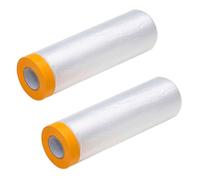 Self Adhesive Dust Sheet Roll Masking Film, Pre-Taped Masking Film 1.1-4m x 20m Pack of 2-10 Rolls(6 Rolls,2.7mx20m)