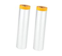Self-Adhesive Dust Sheet Roll with Pre-Attached Masking Tape, Plastic Masking Film for Furniture, Floors, Walls, Cabinets & Cars During Renovation 6 Rolls 3mx20m