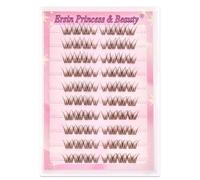 Self-Adhesive Eyelash Clusters, Pre-Luded Eyelash Clusters, Pack of 80, Brown Fluffy C Curl Individual Eyelashes, Natural Look, 10-14 mm, Mixed (80P-QNN)