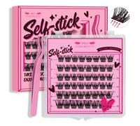 Self Adhesive Eyelashes 48Pcs Lash Clusters Self Stick Lashes Reusable Self-adhesive Lashes No Glue Cluster Lashes Easy for Use(Into You-01,D-10-18mix)