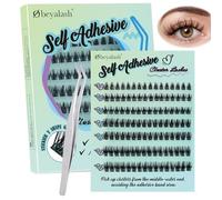 Self Adhesive Eyelashes Kit 112Pcs Pre Glued Eyelashes Manga Self Adhesive Lashes Kit D Curl Stick on Eyelashes Press on Lashes 8-14mm No Glue Eyelashes by Obeyalash (Y20 D Curl 8-14mix)