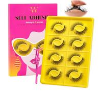 Self Adhesive Eyelashes Lash Clusters 8 Pairs Reusable Adhesive Eyelashes,No Glue Needed,No Sticky Residue Lashes with Tweezers for Diy Lashes Extension at Home by WLFRHD(Star,D-Mix10-14mm Kit)
