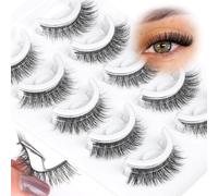 Self Adhesive Eyelashes Natural Lashes No Glue Needed Eye False Eyelash 3D Flutter Fuzzy Fake Eyelashes Short Lashes 5 Pairs Lashes