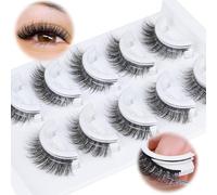Self Adhesive Eyelashes Natural Lashes No Glue Needed Eye False Eyelash 3D Flutter Fuzzy Fake Eyelashes Short Lashes 5 Pairs Lashes