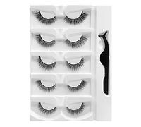 Self-Adhesive Eyelashes, Self Stick Lashes Reusable False Eyelashes, 5 Styles of Natural Fluffy Cat Eye Lashes,Waterproof Soft Thick Volume Faux Mink Lashes No Glue Needed 5 Pairs (5 Styles Mixed)