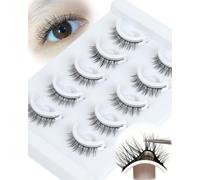 Self Adhesive Eyelashes Wispy No Glue Eyelashes Stick On Lashes Reusable Pre Glued Lashes Natural Look C Curl Soft and Comfortable DIY at Home by Obeyalash (Q214)