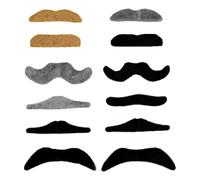 Self-Adhesive Fake Moustaches Fancy Dress Costume Accessories Assorted Styles & Colours Mexican, Artist, Cowboy, Halloween & Party Fun (12 x Assorted)