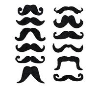Self-Adhesive Fake Moustaches Fancy Dress Costume Accessories Assorted Styles & Colours Mexican, Artist, Cowboy, Halloween & Party Fun (12 x Black)