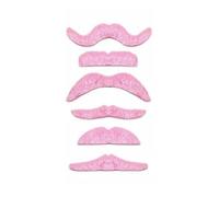 Self-Adhesive Fake Moustaches Fancy Dress Costume Accessories Assorted Styles & Colours Mexican, Artist, Cowboy, Halloween & Party Fun (6 x Pink)