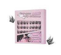 Self-Adhesive False Eyelashes, Pre-Glued Fox Eye Cluster Eyelash Extensions - 48 Mini Lashes, 10-14mm Reusable, DIY Eyelash Extension No Glue Needed, Natural Look Cluster Lashes (02 Magic Fox)