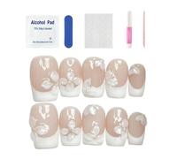 Self Adhesive False False Nails | Almond Shaped Nail Extensions with Flowers & Pearl Design, False Imitation False Nail Tips | For Women Girls During Holiday Home In The Salon At Parties And Wedding