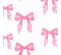 Self Adhesive Feature Removable Cute pink checkered bows Watercolor seamless white for children s Peel and Stick Vinyl Wallpaper Roll, Sticky Lining Paper for Bedroom, Living Room, Kitchen Walls