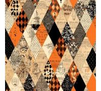 Self Adhesive Feature Removable Vintage Halloween Harlequin Pumpkins Gothic Peel and Stick Vinyl Wallpaper Roll, Sticky Lining Paper for Bedroom, Living Room, Kitchen Walls