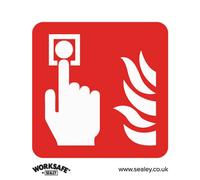 Self-Adhesive Fire Alarm Symbol Sign - 80mm Safety Sticker For Workplace