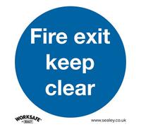 Self-Adhesive Fire Exit Keep Clear Safety Sign - 200mm X 200mm Vinyl Sticker