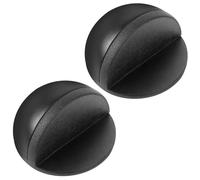Self-Adhesive Floor Door Stopper, 2PCS Oval Floor Mounted Doorstop, Small Door Stoppers for Floor, Stainless Steel Door Stop with Rubber Buffer, Stick on Doorstop for Bathroom Home and Office（Black）