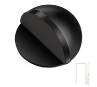 Self-Adhesive Floor Door Stoppers Oval Stainless Steel Door Stop Mounted Half Moon Wall Protector with Glues for Hard Floor Glass (Black,1 Pcs)