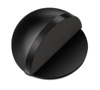 Self-Adhesive Floor Door Stoppers Oval Stainless Steel Door Stop Mounted Half Moon Wall Protector with Glues for Hard Floor Glass(Black,1 Pcs)