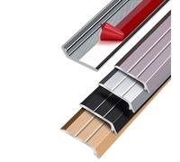Self Adhesive Floor Edging Trim Strip, Aluminum Threshold Strip，Metal Floor Transition Strips, Suitable For Threshold Height Less Than 5mm(Black,105cm)