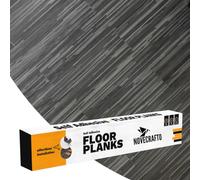 Self Adhesive Floor Planks - 10 Pack Cover 14.96 sq ft / 1.39 sqm - Vinyl Flooring Set - Peel and Stick Tiles - 36x5.98 in (91.4x15.2cm) - Stick On Floor Tiles - Dark Grey Shadowline Flow Wood Effect