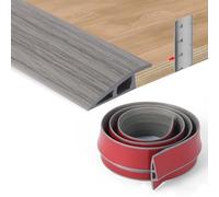 Self Adhesive Floor Transition Strip, 1.2m Threshold Strips for Doorways, Door Bar & Floor Edge Trim for Carpet, Laminate, Vinyl, Tile and Wood Floors (for 7-10mm Height Difference, Grey Wood Grain)