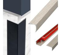 Self Adhesive Floor Transition Strip Aluminum Wood Effect L Shaped Door Threshold Strip Flooring Edge Trim Laminate Floor Transition Strips Stick Down 90cm(Misty Oak,W25*H10mm*L0.9m)