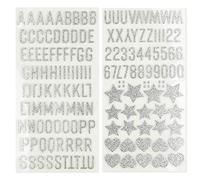 Self-Adhesive Foam Rubber Glitter Letters and Numbers Made of Foam Rubber ABC for Crafts and Designing School Cones, Cards, Candles and Much More - DIY Letter Set - Silver