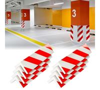 Self-Adhesive Garage Wall Protector Foam Padding, Waterproof Car Door Protection, Collision Guard for Parking Corners & Edges, 8PCS Red & White, 15.7x5.9x0.6in