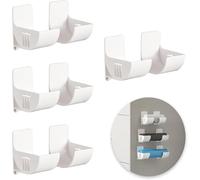 Self-Adhesive Garbage Bag Dispenser, 4 Pairs Waterproof Wall Mounted Garbage Bag Holders Wall Mounted Plastic Bag Holder No Punching Trash Bag Holder for Tin Foil Rubbish Bag (White)