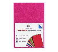 Self Adhesive Glitter Foam Sheets Sticky Craft Foam Stickers Peel & Stick EVA Foam Shiny Glittery Sparkle Flexible Soft Touch Easy Cut 210mm × 297mm A4 Size 1.8mm Thick (Bright Pink - 10 Sheets)