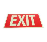 Self Adhesive Glow in Dark Fire Exit Sign Sticker | Red PVC Decal, 178x305mm Size, for Flat Surfaces and Doors in Bars or Stairwells