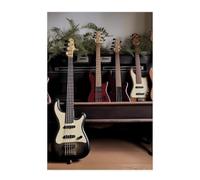 Self Adhesive Guitar Bass Music Musical Instruments Poster - Removable Paper Wall Poster Prints Background Decorative Wall Sticker for Room, Cabinets, Dorm, Office - Easy Apply & Remove