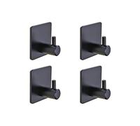 Self Adhesive Hooks 4 Pack, Coat Hooks, Sticky Hooks Strong, 3M Command Hook, for Stick on Hooks Door Hooks, Bathroom Hooks, Wall Hooks, Kitchen Hooks, Suction Hooks (Black)