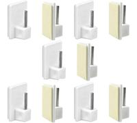 Self-Adhesive Hooks by Smith’s | 10 Pack, White | Plastic Sticky End Window Hook | Holds 2KG per Hook | Perfect for Net Curtain Rods