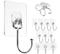 Self Adhesive Hooks, Heavy Duty Adhesive Wall Hooks, Max 10KG/22lb,Nail Free Sticky Hangers,for Bathroom, Kitchen, Towels, and More (12 Pack)