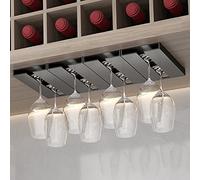 Self Adhesive Hooks No Drill Sticky Hook Set for Hanging Stemware & Goblets Stainless Steel Under Cabinet nizer 2 Pack Black Kitchen Storage Solution