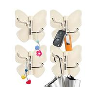 Self-Adhesive Hooks - Set of 4 Butterfly Swivel Holder Hooks | Extra Strong Adhesive Hooks - For Bathroom, Bedroom, Kitchen, Shower, Entrance Area, Dorm, Apartment