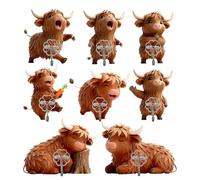Self-Adhesive Hooks | Set of 8 Embossed Cow Holders No Drilling - Cute Decorative Adhesive | for Entryway Bathroom Kitchen Bedroom Living Room Decoration Storage